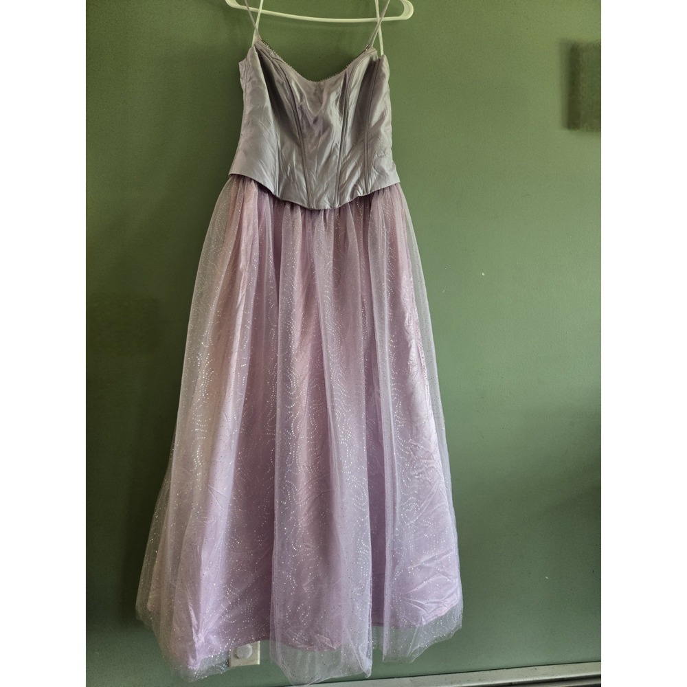 VTG Gunne Sax Lilac Pink Tulle Rhinestone Sparkle Corset Princess Dress Sz 9